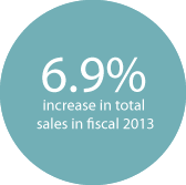 6.9% increase in total sales in fiscal 2013