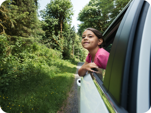 Girl in a car with window rolled down