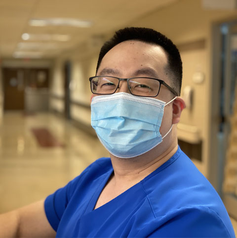 Doctor and hospital staff with M95 masks