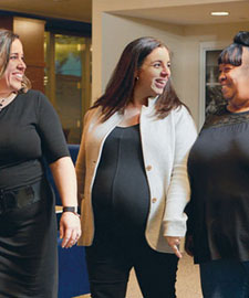 three women walking