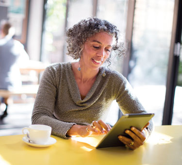 woman with tablet