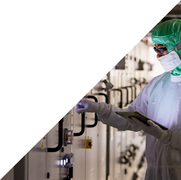 Man in technology clean room