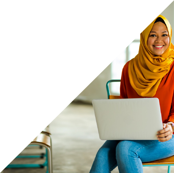 Woman smiling with laptop